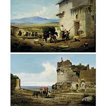 THE ROUND-UP AND TRAVELER AT REST: TWO PAINTINGS