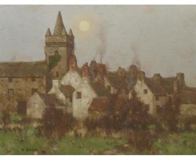 VIEW OF THE TOLBOOTH, KIRKCUDBRIGHT, UNDER A FULL MOON