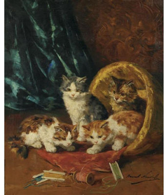 KITTENS IN THE SEWING BASKET