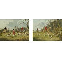 WAITING FOR ORDERS AND ON THE SCENT: A PAIR OF HUNT SCENES