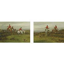 CLEARING THE HEDGEROWS: A PAIR OF HUNT SCENES