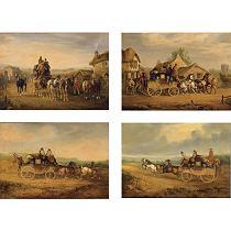 COACHING SCENE; THE EXETER LONDON ROYAL MAIL; THE EXETER YEOVIL LONDON ROYAL MAIL; THE LEEDS LONDON ROYAL MAIL: A SET OF FOUR by Charles Cooper Henderson - Auction record, sale price, and art valuation. Compare with similar artists and explore comparable artworks.