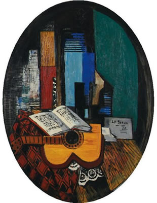 STILL LIFE WITH GUITAR AND BOOK