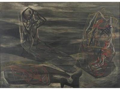 Sample artwork by Margaret Tomkins (1916 - 2002), known for surreal-abstract expression - View similar artists and auction records