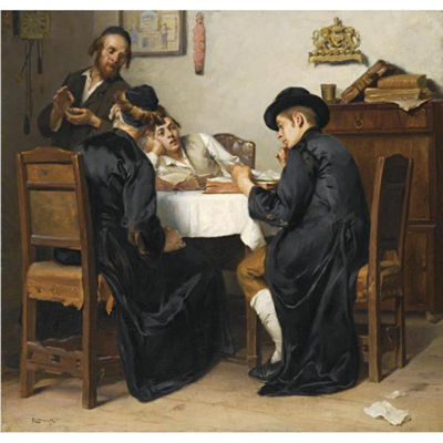 Sample artwork by Mozart Rottmann (1874 - 1985), known for jewish themed genre and figure painting - View similar artists and auction records