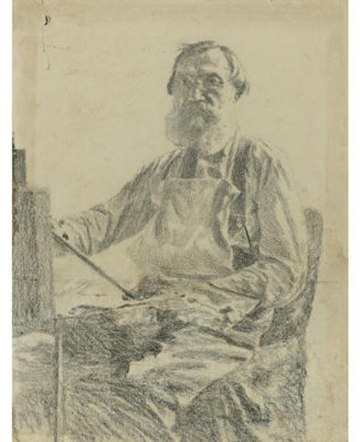 Portrait of Ivan Pavlovitch Pochitonov: SELF-PORTRAIT AT HIS EASEL