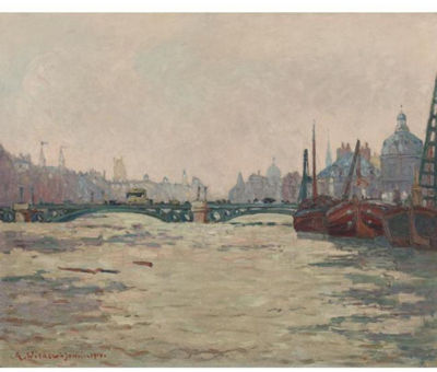 Sample artwork by Andre Wilder (1871 - 1965), known for modernist painting, structures, city scenes, churches - View similar artists and auction records