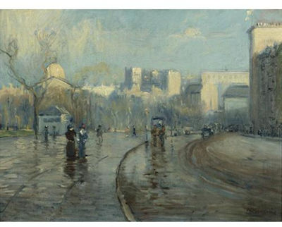 Sample artwork by Arthur Clifton Goodwin (1864 - 1929), known for plein air urban scene, marine and landscape painting - View similar artists and auction records