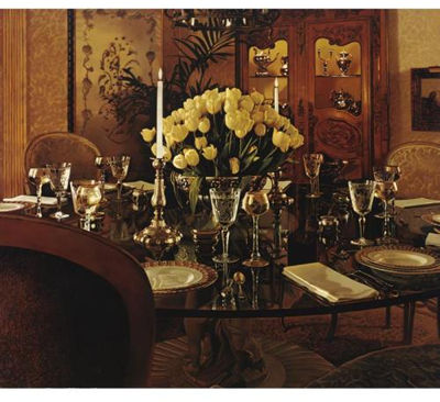 Yellow Tulips and Dinner Setting