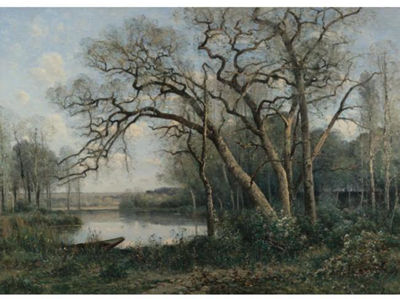 Sample artwork by Louis Aime Japy (1840 - 1916), known for bucolic scene and landscape/waterscape painting - View similar artists and auction records