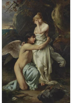 CUPID COMFORTING PSYCHE by Daniel Hock - Auction record, sale price, and art valuation. Compare with similar artists and explore comparable artworks.