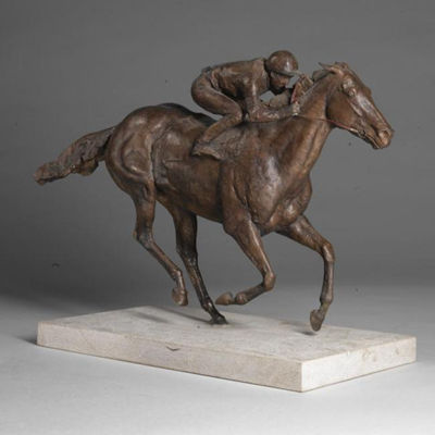 RACEHORSE WITH JOCKEY UP by Simon Erland - Auction record, sale price, and art valuation. Compare with similar artists and explore comparable artworks.
