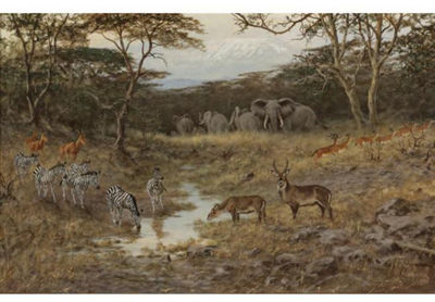 Sample artwork by George Majewicz (1897 - 1973), known for wild animal, landscape paintings - View similar artists and auction records