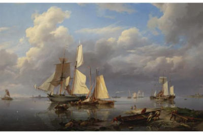 Sample artwork by Hermanus Koekkoek I (1815 - 1882), known for coastal, river scenes, ships - View similar artists and auction records