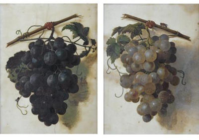 A Still Life of Green Grapes; A Still Life of Red Grapes (Pair)