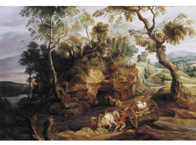Landscape with a Cart Crossing a River