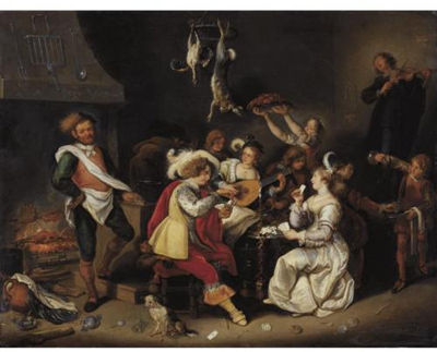 Sample artwork by Simon De Vos (1603 - 1676), known for baroque genre and cabinet picture painting, historical events - View similar artists and auction records