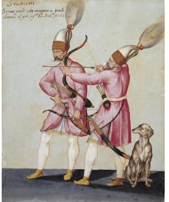 Two Solak Archers with a Dog