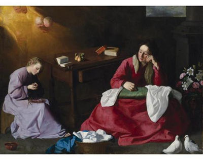 Christ and the Virgin in the House of Nazareth by Francisco de Zurbaran - Auction record, sale price, and art valuation. Compare with similar artists and explore comparable artworks.