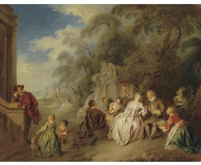 Fête Galante with Figures in a Park: "Amour et Badinage"