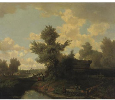 Children Playing by a Stream