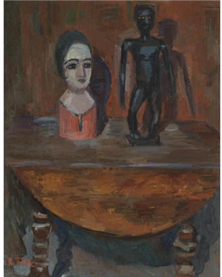 STILL LIFE WITH BUST AND AFRICAN SCULPTURE