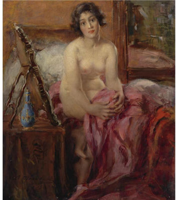 Sample artwork by Vitaly Gavrilovich Tikhov (1876 - 1939), known for nude female painting, social realistm - View similar artists and auction records