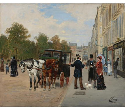 ON THE BOULEVARDS OF PARIS by Leon-Joseph Voirin - Auction record, sale price, and art valuation. Compare with similar artists and explore comparable artworks.