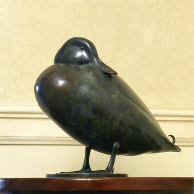 GREAT CRESTED GREBE AND MALLARD: TWO BRONZES