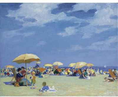 Beach at Far Rockaway by Edward Henry Potthast - Auction record, sale price, and art valuation. Compare with similar artists and explore comparable artworks.