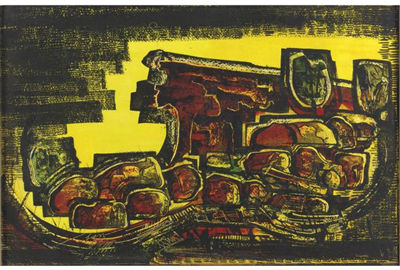 Sample artwork by Cady Wells (1904 - 1954), known for modernist, abstract landscape and religious figure painting - View similar artists and auction records