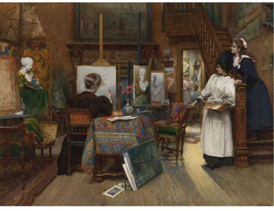 Sample artwork by Charles Boom (1858 - 1939), known for portrait, interior scene and figure watercolor painting, murals - View similar artists and auction records