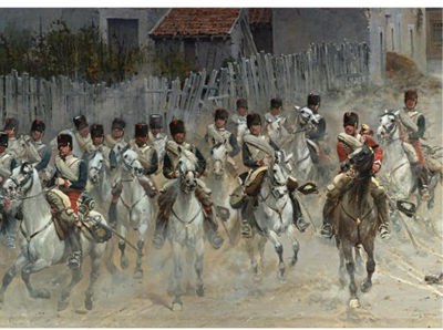CHASSEURS DE LA GARDE: A FRAGMENT OF THE PANORAMA DE REZONVILLE by Edouard Jean Baptiste Detaille - Auction record, sale price, and art valuation. Compare with similar artists and explore comparable artworks.