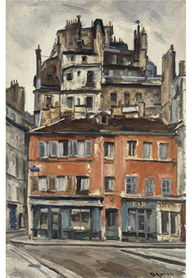 Sample artwork by Takanori Oguiss (1901 - 1986), known for painting, antique shops, stationery stores, flower merchants, ather unusual still lifes - View similar artists and auction records