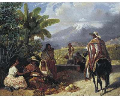 VENDEDORES DE FRUTA CON EL PICO DE ORIZABA