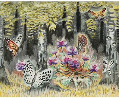 A Dream Of Butterflies by Charles Burchfield - Auction record, sale price, and art valuation. Compare with similar artists and explore comparable artworks.