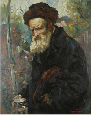 RABBI WITH LULAV AND ETROG CONTAINER by Maurycy Trebacz - Auction record, sale price, and art valuation. Compare with similar artists and explore comparable artworks.