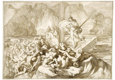 Dante and Virgil Watching Charon Ferrying Souls to Hell