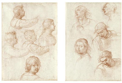 A DOUBLE-SIDED SHEET OF STUDIES OF HEADS