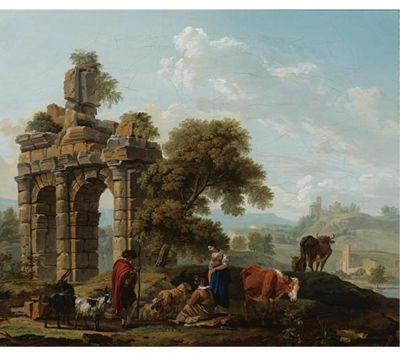 Herders resting before ruins