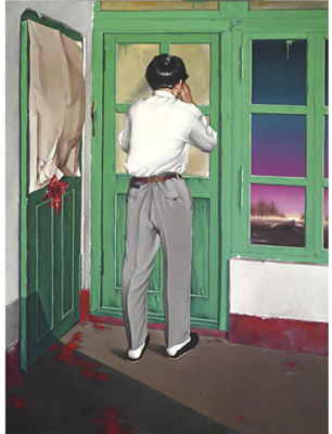 Sample artwork by Rentao Liu (Born 1970), known for figure, cynical expression - View similar artists and auction records