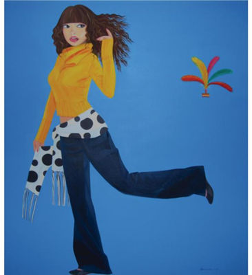 PLAYFUL GIRL KICKING FEATHERBALL by Fan Yang - Auction record, sale price, and art valuation. Compare with similar artists and explore comparable artworks.