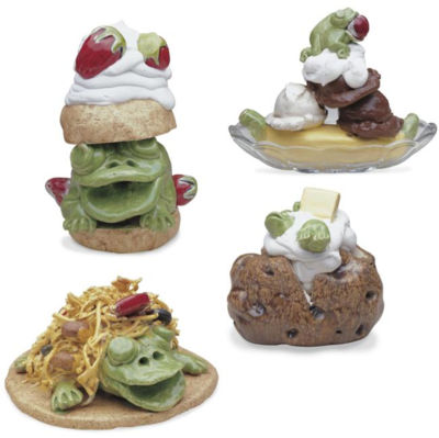 A GROUP OF SIX FROG FOOD SCULPTURES