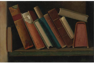 OLD BOOKS ON A SHELF