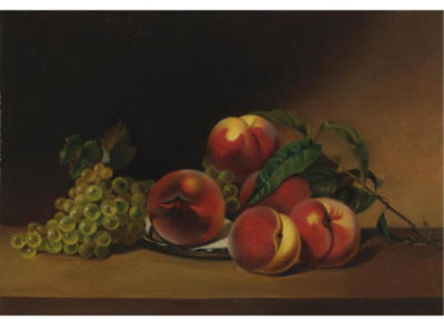 PEACHES AND GRAPES by Margaretta Angelica Peale - Auction record, sale price, and art valuation. Compare with similar artists and explore comparable artworks.