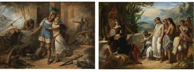 TELASCO DEFENS HIS FIANCEE PRINCESS AMAZILI; A YOUNG INCA WOMAN...: (A PAIR)