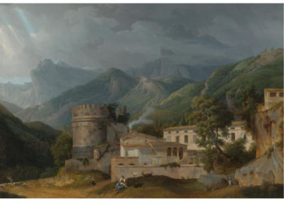ITALIAN LANDSCAPE WITH A VILLAGE