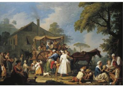 VILLAGERS PREPARING TO DEPART FOR THE FESTIVAL OF THE MADONNA DELL'ARCO by Pietro Fabris - Auction record, sale price, and art valuation. Compare with similar artists and explore comparable artworks.