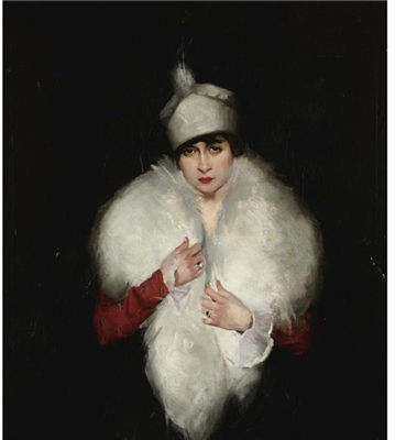 WOMAN IN WHITE FUR WRAP