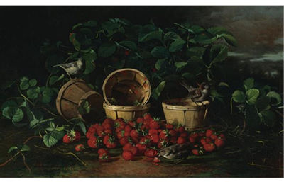 STILL LIFE WITH STRAWBERRIES AND SPARROWS by Edward Chalmers Leavitt - Auction record, sale price, and art valuation. Compare with similar artists and explore comparable artworks.